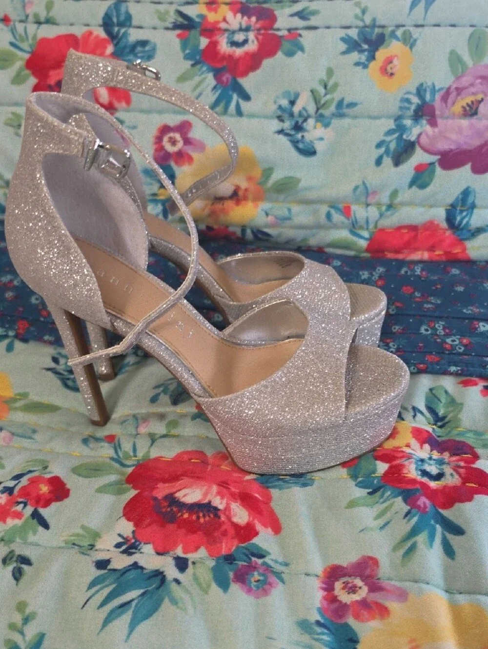 Gianni Bini Silver Glitter Platform Heels